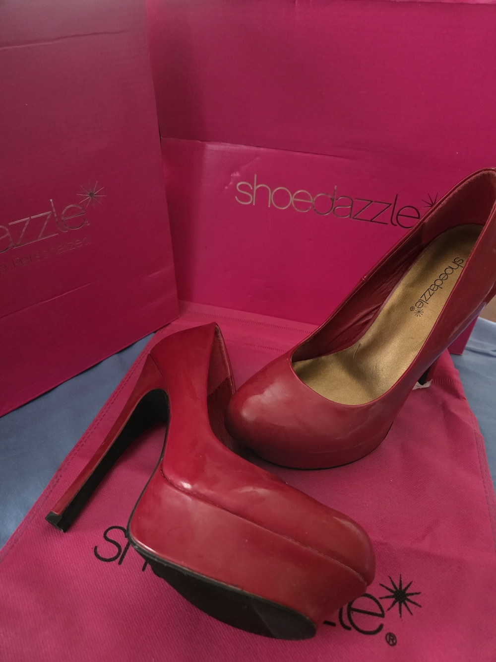 Shoe Dazzle Women's Red Patent Platform Pumps